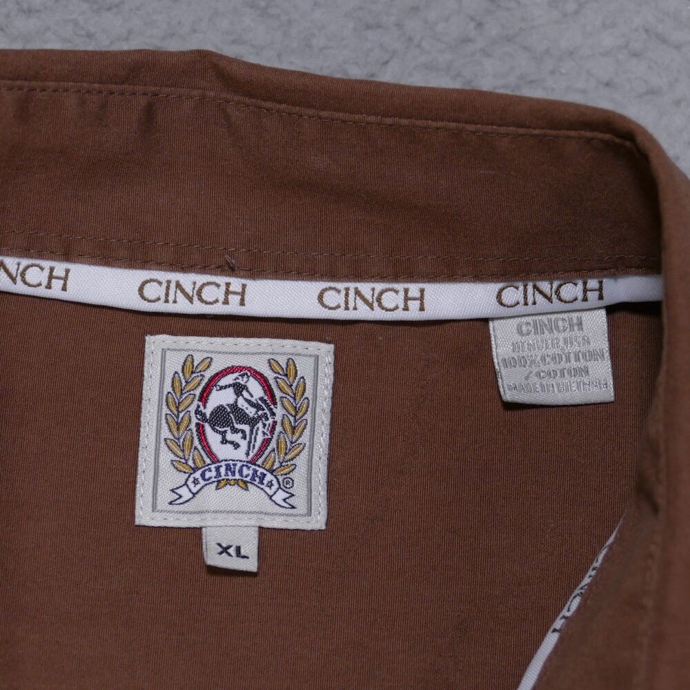Cinch Shirt Mens XL Western Button Down Long Sleeve Cowboy Brown - Picture 8 of 15